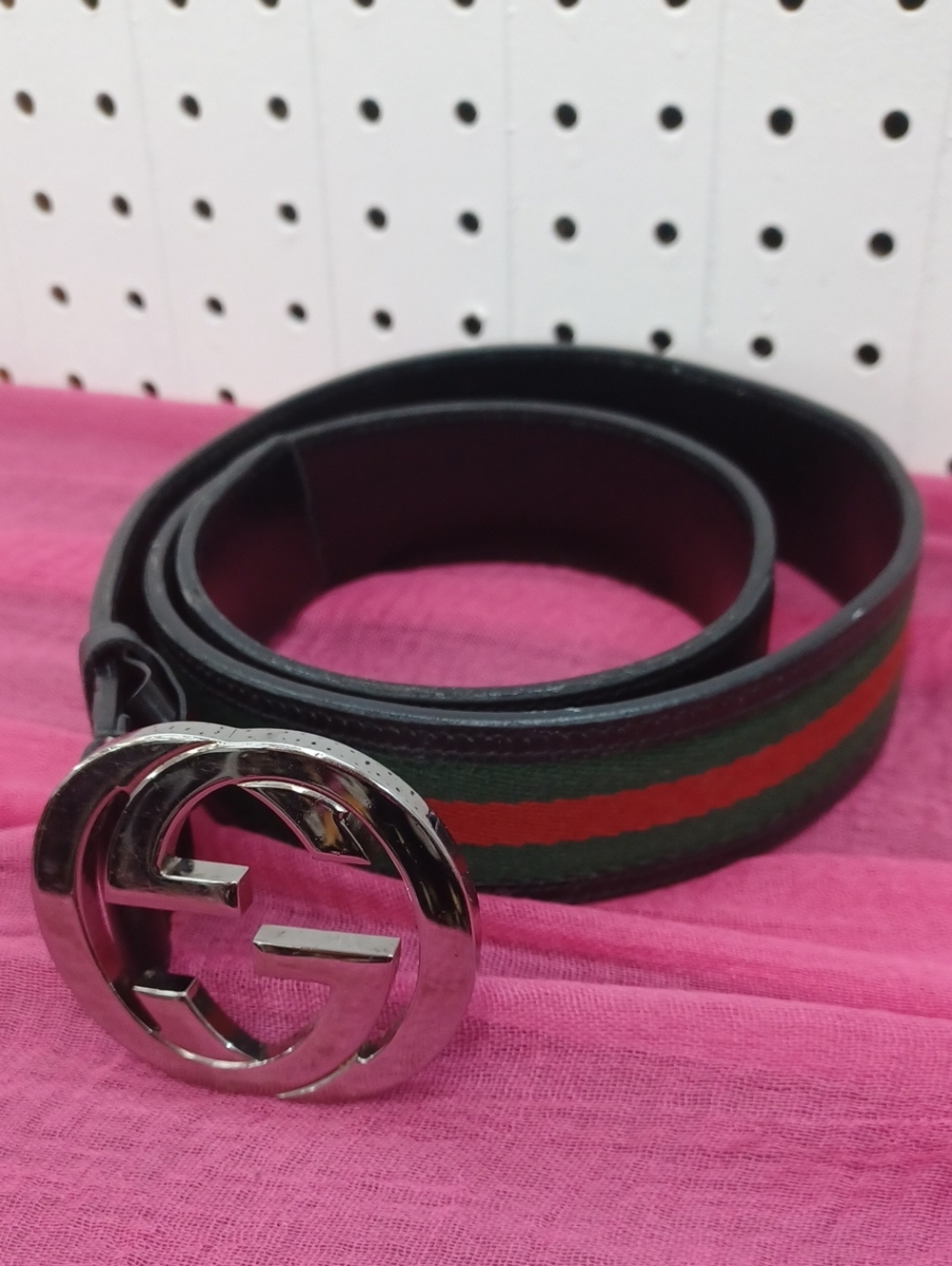 Gucci Vintage Web and Leather Belt